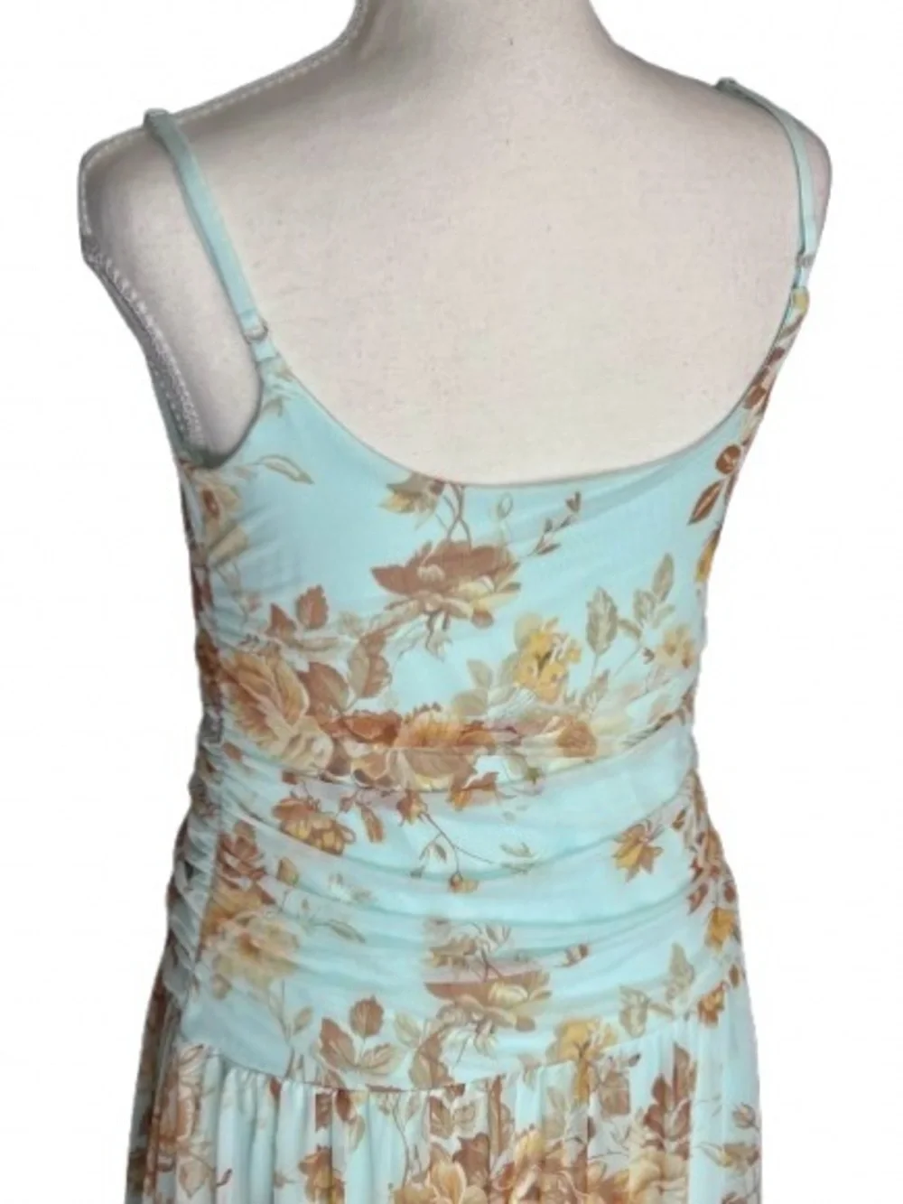 Sheer Abercrombie & Fitch Dress Mint Green Floral Illusion Medium Maxi Mesh Boho